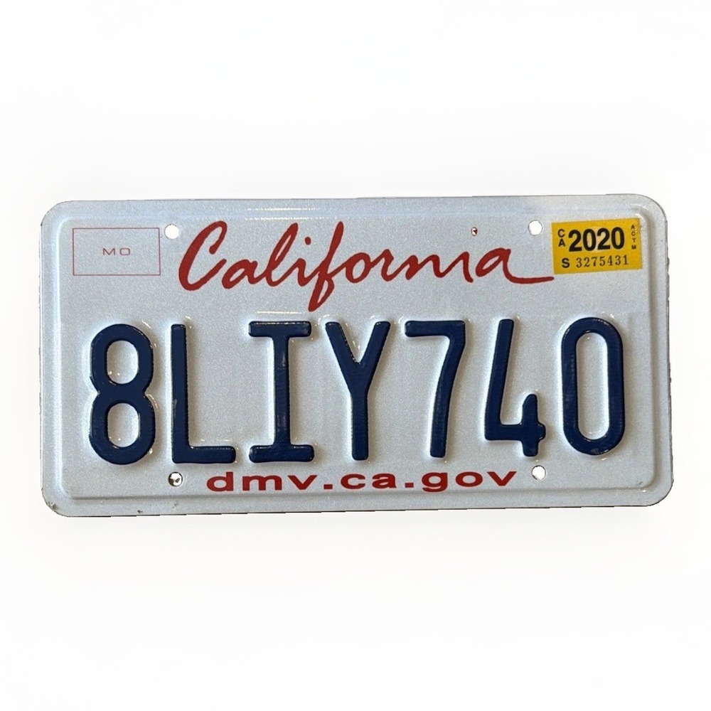 2020 California License Plate # 8LIY740